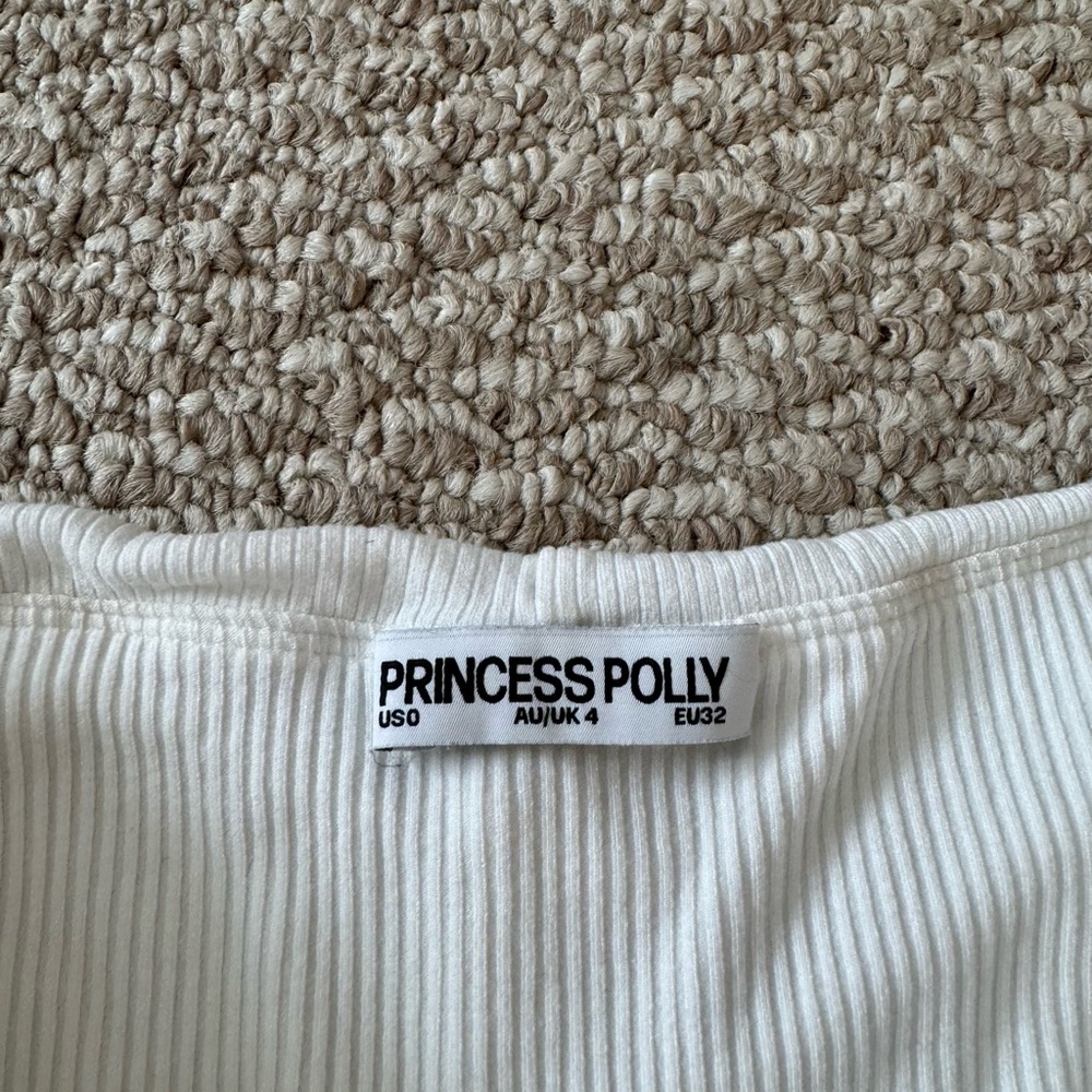 Princess Polly White Ribbed Off-Shoulder Top - Picture 4 of 11
